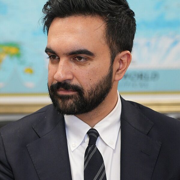 Mamdani looks on