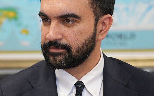 Mamdani looks on